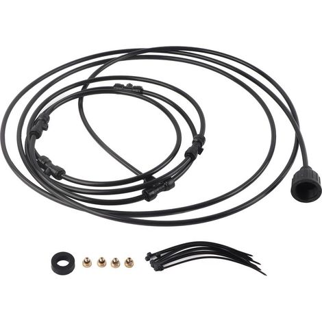 Kit de Brumisation Extérieur Basse Pression, Anneau Noir pour Refroidissement et Rafraîchissement d'Air (1/4)