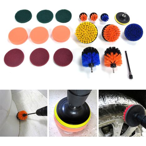 Juego de cepillos para taladro, 19 piezas con accesorios de esponja de nailon, para limpiar paredes en áreas de estar, 878 g (1/5)