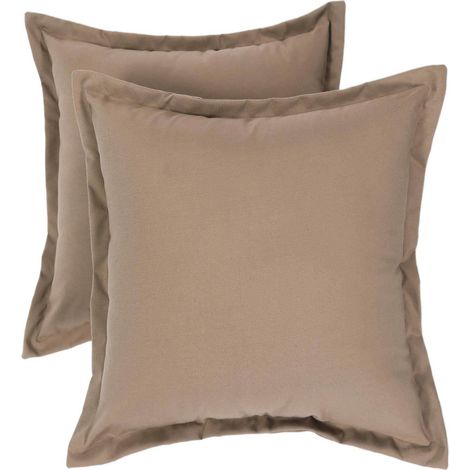 HOMESCAPES Dark Beige Plain Outdoor Cushion 45 x 45 cm, Set of 2