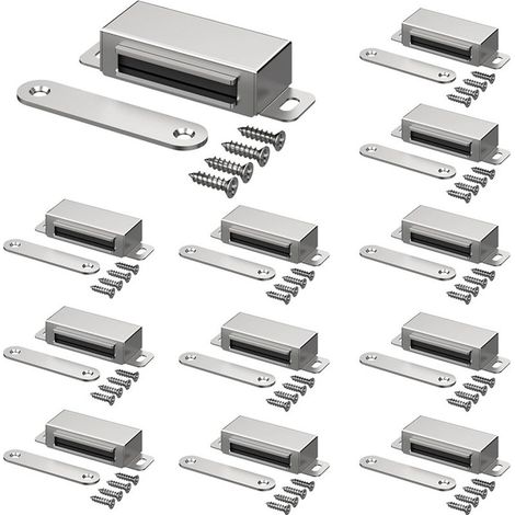 Magnetische Möbelverschlüsse, Türriegel für Küche, Bad, Ankleidezimmer, Schrankverschlüsse, Schubladenriegel (silber, 10er-Packung)