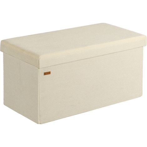 CASARIA® Banco con Almacenamiento incl. 2 Cajas Plegable Soporta  300kg 76x38cm Cofre Salón Dormitorio Pasillo Beige M (de)
