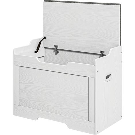 Banc de rangement-coffre blanc 103L-coussin assise amovible-pour salon-chambre-75x40x56(cm) (1/5)