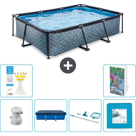 Exit Pool Rechteckig - Steinoptik - 300x200x65 cm - 7-teilig S191