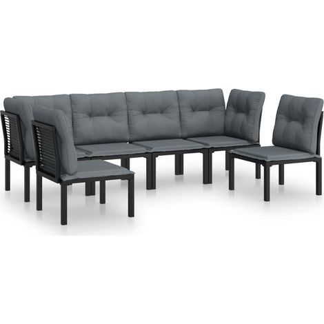 Maison Exclusive - 6-tlg. Garten-Lounge-Set Schwarz und Grau Poly
