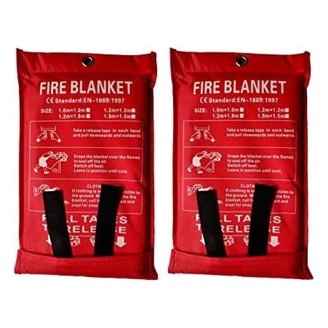Couverture Anti-feu en Fibre de Verre pour la Survie, Protection Ignifuge et Isolation Thermique, conçue Cuisine, cheminée, Barbecue, Voiture, Camping (1x1m-2 pièces) - 1x1m-2 pièces (1/5)
