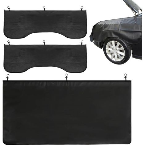 Housses de Garde-Boue pour Voitures Set de 3 Tapis en Microfibre et Similicuir,Caches de Garde-Boue pour mécaniciens - SUV Berline Camion Entretien Réparation Atelier Garage (1/5)