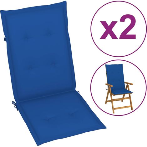 Gartenstuhlauflagen für Hochlehner 2 Stk. Königsblau 120x50x3cm vidaXL558823
