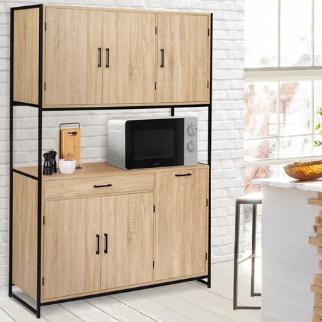 120 cm DETROIT aparador de cocina armario 6 puertas diseño industrial + cajón (1/5)