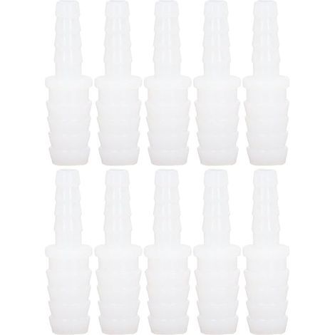 Joint de Tuyau en Plastique Barbelé RéDucteur Union Adaptateur Tuyau Barbe Raccord éPisseur Joint de RéParation 10 PièCes PE Tête de conversion 6-9mm (1/4)