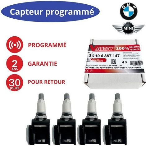 Sensore TPMS BMW preprogrammato 433MHz – 4x valvola ruota compatibile G30 G31 G32 G11 G12 G14 G15 G80 G82