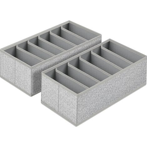Lot de 2 Organisateur de Tiroir Pliable, Gris Texturé (1/5)