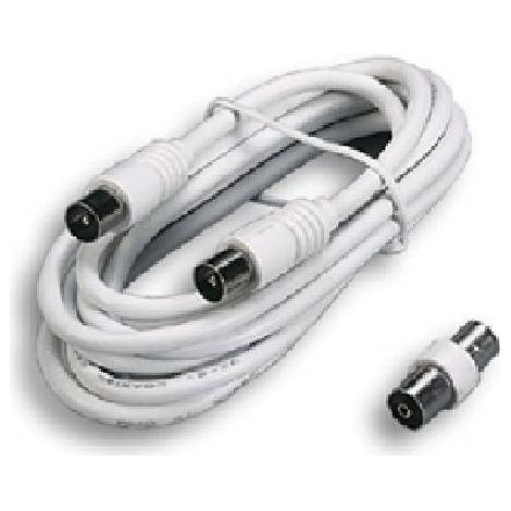 Cable de prolongación de 3 m. enchufe coaxial y toma recta Ø 9,5 mm. + código 32122 enchufe adaptador / pin