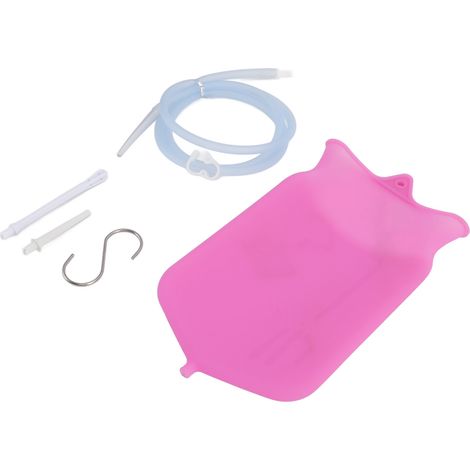Kit de lavement intestinal 2L rose en silicone portable pour nettoyage du côlon à domicile (1/5)