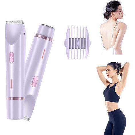 2-in-1 Women's Razor, Electric Razor, Waterproof, Epilator, Bikini Trimmer, Women's Trimmer, Purple - AquaForge