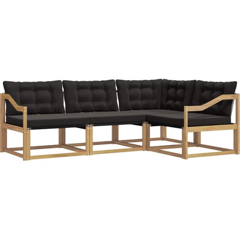 vidaXL Outdoor Sofa Set 4 pcs White and Black (1/5)