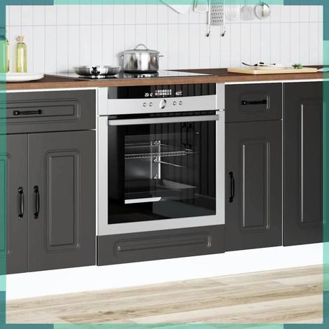 853518 Armoire à four Kalmar noir bois d'ingénierie (1/5)