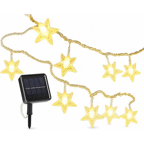 Guirlande Solaire LED Étoiles, Lumière Blanc Chaud Étanche Extérieur pour Tente et Camping, 50 LED (1/5)
