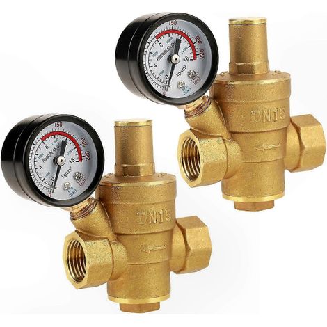 Régulateur de pression en laiton 1/2 pouce BSP, vanne de contrôle de débit d'eau réglable DN15 pour usage domestique 2 pièces (1/5)