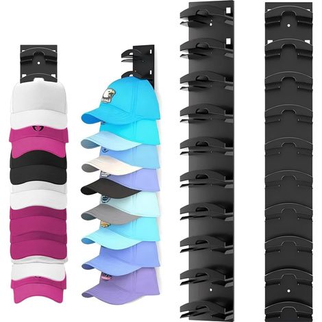 Porta cappelli autoadesivo in 2 pezzi - Supporto per cappelli - Porta cappelli da parete - Non è necessario un appendiabiti per 20 cappelli, adatto per armadio/porta/parete (1/5)