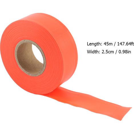 Cinta de señalización para camping de PVC naranja de 45 m, no adhesiva, cinta de advertencia de alta visibilidad. (1/5)
