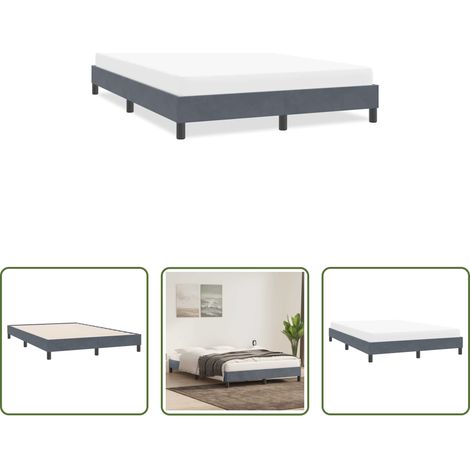 vidaXL Sommier à lattes -  Cadre de lit sans matelas gris foncé 160x220 cm velours (1/5)