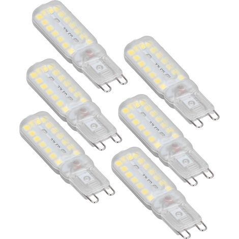 Lot 6 ampoules G9 7W 32LED, gradable, blanc naturel 110-140V pour lustre plafonnier applique lampe, certification CE/ROHS, verre transparent. (1/5)