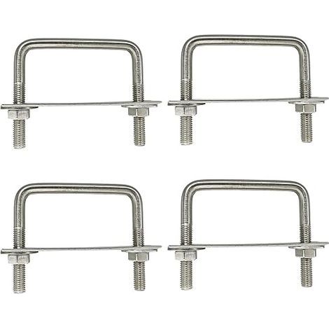 Boulons En U Carré M8 70mmx70mm U-Bolts, Diamètre intérieur 70mm, U-Boulons En Acier Inox Avec écrou Et Plaque De Cadre, Boulon En U Pour Fixation De Planches Et Tuyaux (M8-70x70mm) (1/5)