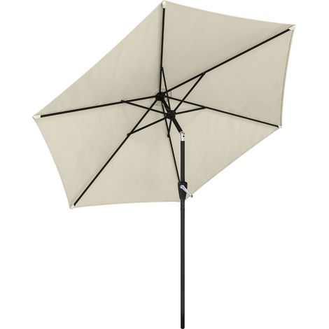 Neigbarer Sonnenschirm (270 cm), Kurbelbetriebener Balkonschirm, UV-Schutz 50+, Gartenschirm, cremeweiß