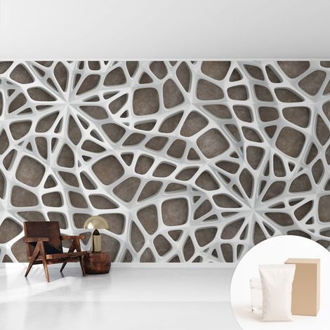 Papier peint intissé classique moderne pour salon et chambre à coucher Décoration rapide avec colle Réseau géométrique 416x254 cm (1/5)