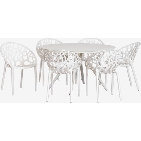 Set de mesa redonda Ø125 cm en aluminio Valerie y 6 sillas de jardín Ores SKLUM             