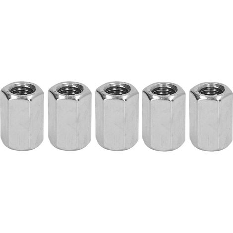 Écrous longs hexagonaux M12 x 1,75, lot de 5, longueur 30 mm, acier inoxydable inoxydable, tige filetée pour fixation (1/5)