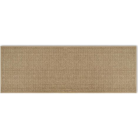 Tapis de Cuisine Devant Evier Antidérapant en Caoutchouc et Lavable, en Jute, Lin, Brun, 44 x 120cm
