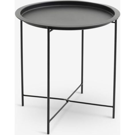 Orion91oficial® - round folding side table, metal with tray style, black, ø47 x 51 cm, indoor and outdoor use, maximum load 5 kg, ce certified. - Unidad (1/5)