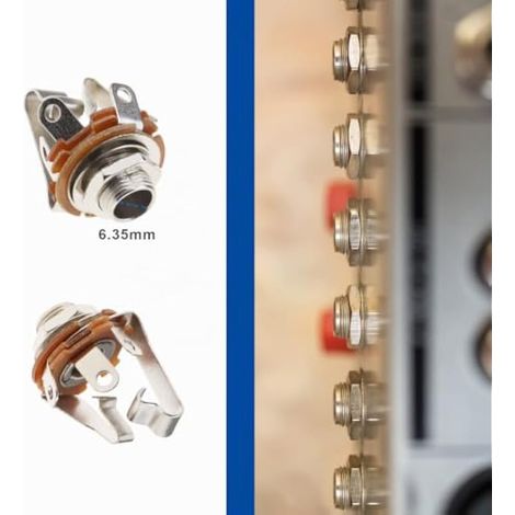 10x 6.35mm (1/4 pouce) Stéréo TRS Prise Jack Femelle avec Rondelle et Écrou Type de Soudure pour Audio Guitares Électriques Haut-Parleurs Interrupteur à Pied Bass Fender (1/3)