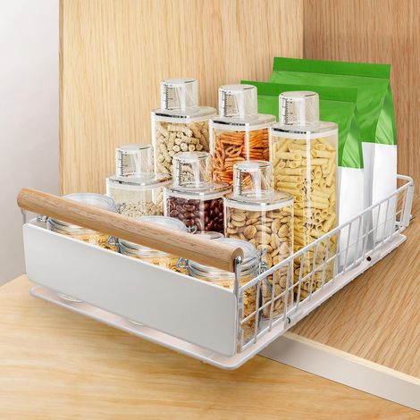 Kitchen Drawer Kitchen Cupboard Storage Cabinet Carbon Steel Silent Drawer Sliding Closet, Suitable for Bathroom, Pantry, 40 cm x 23 cm x 11 cm (1/5)