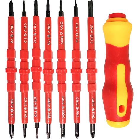 7pcs Insulated Electric Screwdriver Set Multifunctional 14 in 1 Interchangeable Alloy Electrician Repair Tool Kit (1/5)