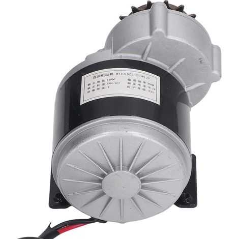 Moteur électrique à balais avec réducteur à engrenages et pignon à 16 dents pour vélos et scooters électriques, 12 V CC, 250 W, 330 tr/min (1/5)