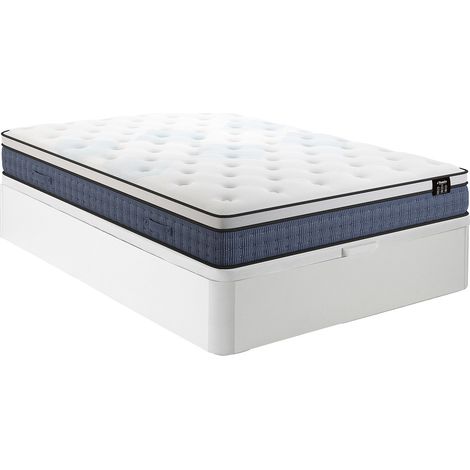 Set 140 x 190 cm rete letto contenitore bianco + materasso molle insacchettate 7 zone e strato in gel memory foam sp.23cm - VARNO di YSMÉE
