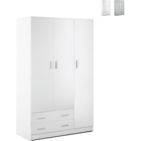 Weißer Kleiderschrank mit drei Türen und zwei Schubladen 115 x 52 x H180 cm (1/4)