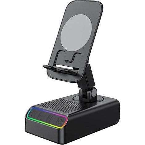 Verstellbare Handyhalterung mit kabellosem Bluetooth-Lautsprecher, HD-Surround-Sound für Zuhause, kompatibel mit iPhone/iPad/Samsung Galaxy (1/5)