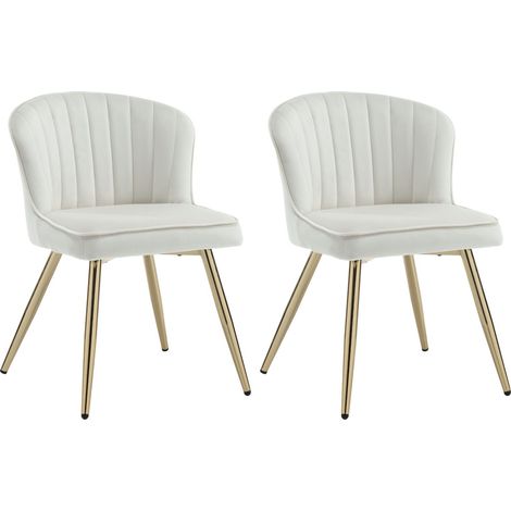 Set di 2 Sedie da Pranzo in Velluto Sedie da Cucina Moderne Sedie da Salotto Imbottite con Gambe in Metallo per Soggiorno, Beige