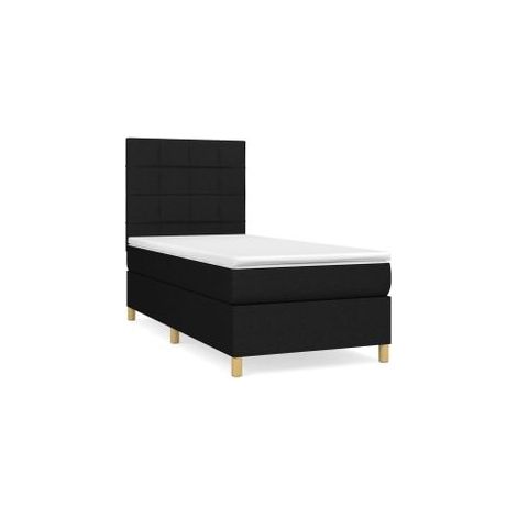 Sommier à lattes de lit et matelas Noir 80x200 Tissu (1/5)