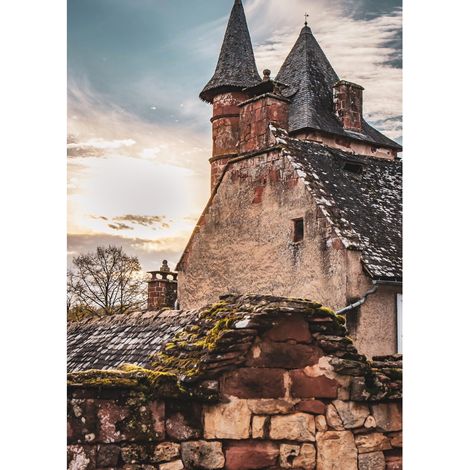 Tableau sur toile église Collonges 100x140 cm - Impression sur Toile Murale Décorative - Image imprimée en HD sur Toile - Toile sur Châssis en Bois FSC - Fabriqué en France (1/5)