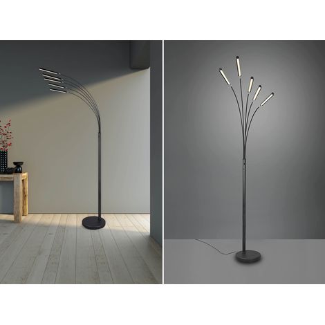 LED Stehleuchte REED 5 Arme Metall Schwarz, dimmbar - 195cm hoch (1/5)