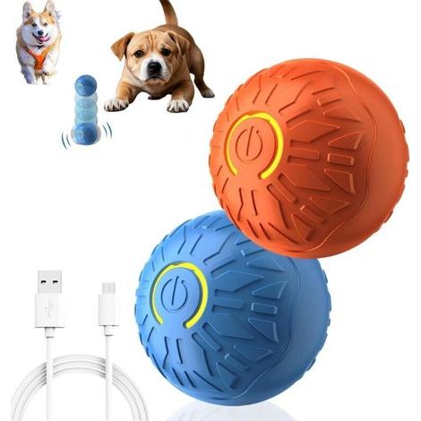 Lote de 2 juguetes interactivos para perros, pelota vibrante para perros, pelota saltarina inteligente para mascotas (1/4)
