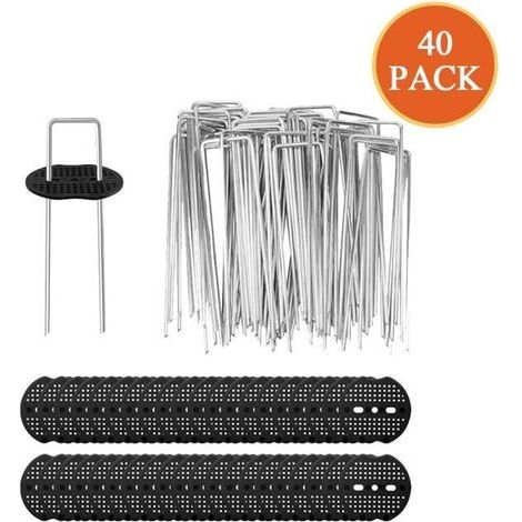 40 Garden Stakes, 40 Washers, 15cm Galvanized U Anchors, Weed Barrier Fabric, etc.