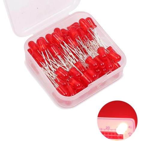 LED Diodes 5 mm, High Brightness LED Light Emitting Diode 80 Pieces (Red) For DIY, science projects and electronic lighting components (1/5)