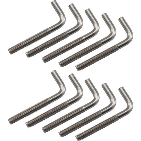 (10er-Packung) M8x100 mm L-förmige Ankerbolzen aus Edelstahl 304 mit langen, quadratischen, rechtwinkligen Enden (1/5)
