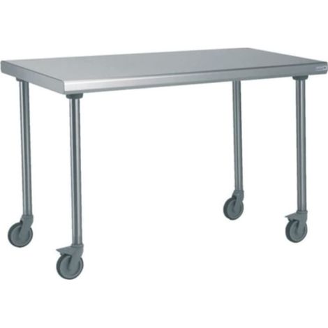 [PRODUIT RECONDITIONNÉ]  Table inox - Largeur L (L=1210-1610mm) - Avec étagère basse, Sur Roulettes