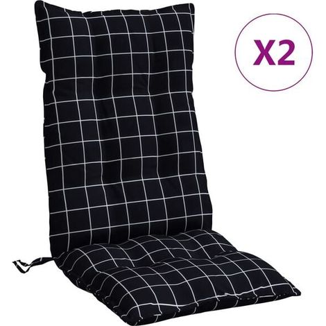 Ensemble de deux coussins pour chaise à dossier haut, motif à carreaux noirs (1/5)